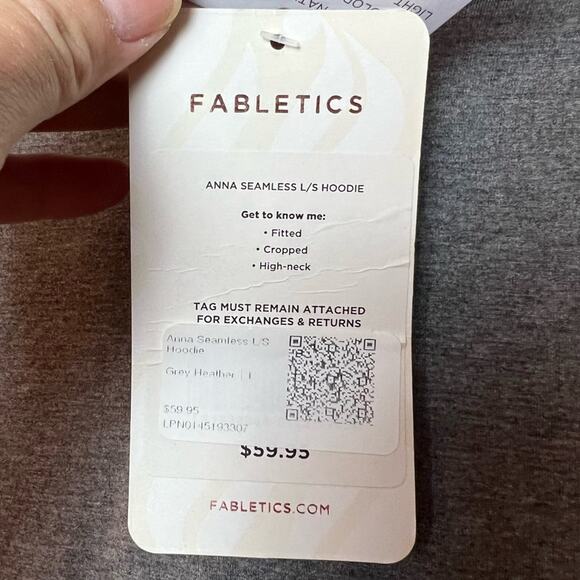 Fabletics Anna Seamless Long Sleeve Hoodie Fitted Athleisure Shirt Grey Large - Picture 8 of 13